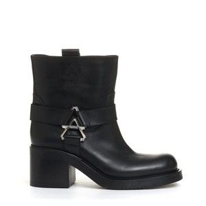 Elena Iachi Low Biker Buckles And Zipper Silver Heel 60 Mm - NWT